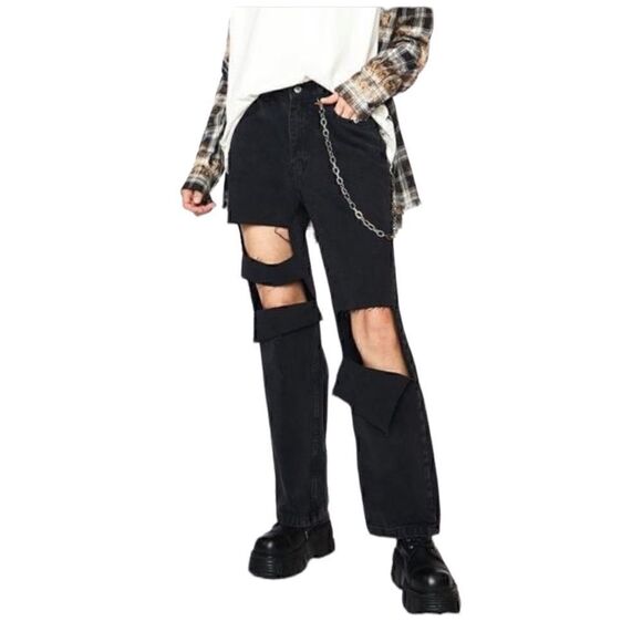 NWOT Free People x Ragged Priest Awaken Dad Ripped Cutout Jeans - Picture 1 of 7
